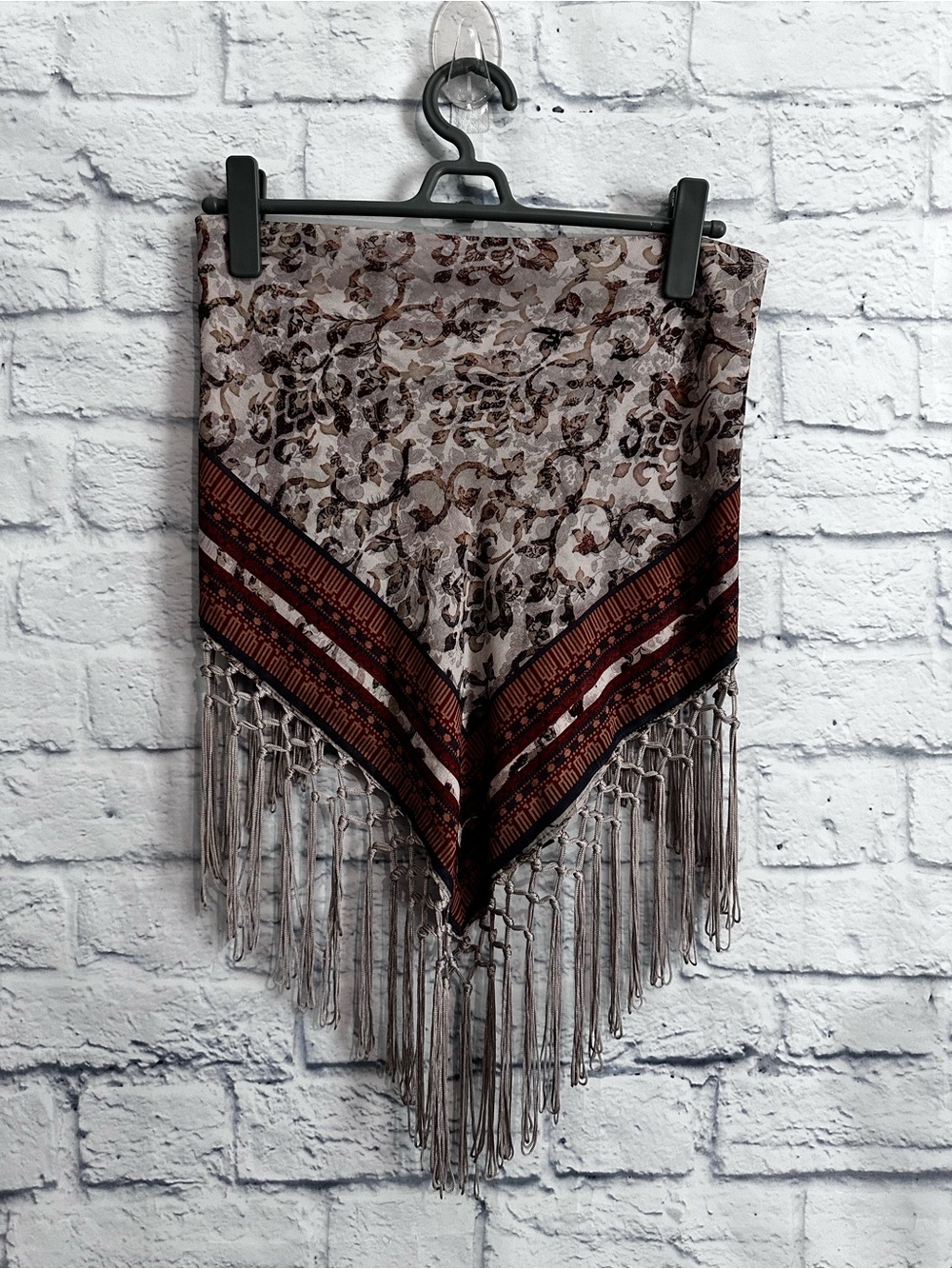 Boho Triangle Fringe Scarf Multi Color Floral Sleeveless Top Sz XXL